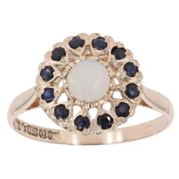 9ct Yellow Gold Sapphire and Opal Cluster Ring