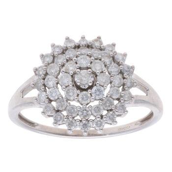 9ct White Gold 1.00ct Diamond Cluster Ring