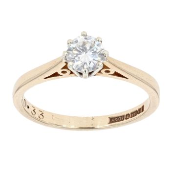 9ct Yellow Gold 0.33ct Diamond Solitaire Ring