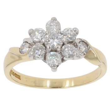 18ct Yellow Gold 0.70ct Brilliant Cut Diamond Cluster Ring