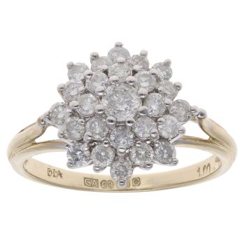 9ct Yellow Gold 1.00ct Brilliant Cut Diamond Cluster Ring