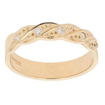 18ct Yellow Gold 0.05ct Diamond Twist Ring