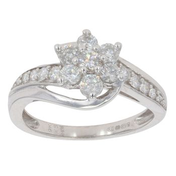 9ct White Gold 0.65ct Diamond Cluster Ring