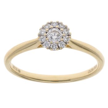 18ct Yellow Gold 0.27ct Brilliant Cut Diamond Cluster Ring