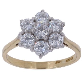18ct Yellow Gold 1.20ct Brilliant Cut Diamond Cluster Ring