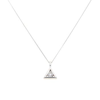 9ct White Gold 0.25ct Brilliant Cut Diamond Solitaire Pendant And Chain 18"