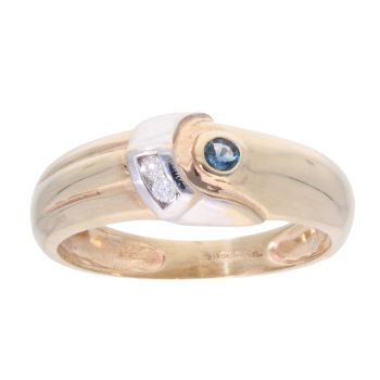 9ct Yellow Gold 0.05ct Diamond And Sapphire Ring