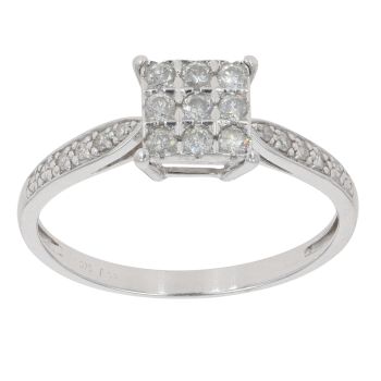 9ct White Gold 0.33ct Diamond Cluster Ring