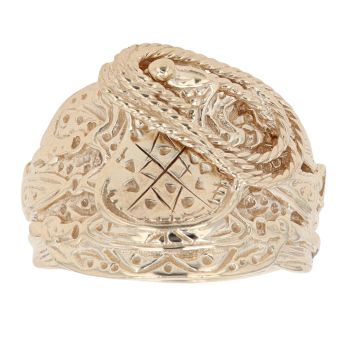 9ct Yellow Gold Patterned Saddle Ring