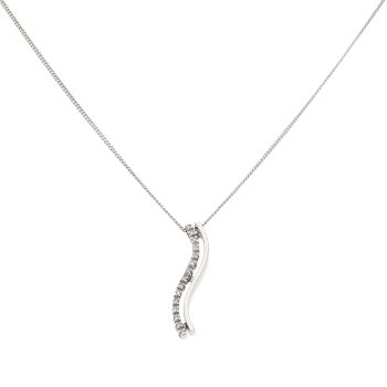 18ct White Gold 0.10ct Diamond Wave Pendant And Chain 18"