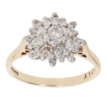 9ct Yellow Gold 0.60ct Brilliant Cut Diamond Cluster Ring
