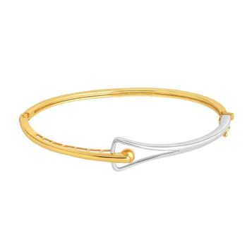 22ct Yellow Gold Plain Bangle with Rhodium