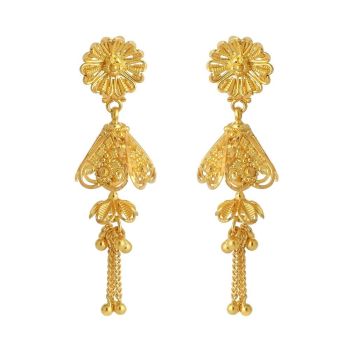 22ct Yellow Gold Earrings in Filligree with Droppers