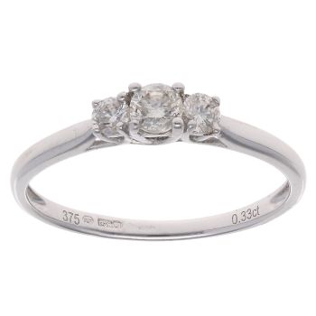 9ct White Gold 0.33ct Diamond Trilogy Ring
