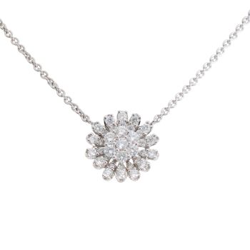 18ct White Gold 0.60ct Diamond Sunflower Pendant 18"