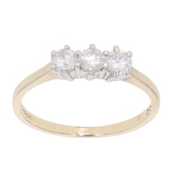 9ct Yellow Gold 0.50ct Brilliant Cut Diamond Trilogy Ring