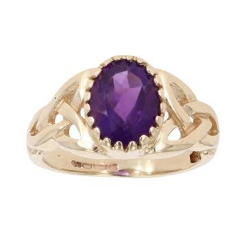 9ct Yellow Gold Amethyst Single Stone Ring