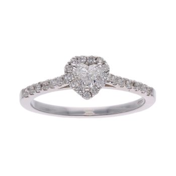 18ct White Gold 0.50ct Heart Shaped Diamond Cluster Ring