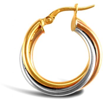 9ct 2 Colour Gold Twist Hoop Earrings