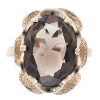 9ct Yellow Gold Smoky Quartz Single Stone Ring