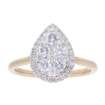 18ct Yellow Gold 0.75ct Diamond Pear Shaped Cluster