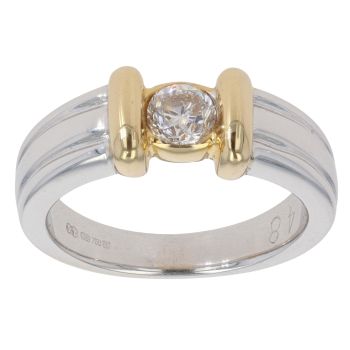 18ct Yellow And White Gold 0.48ct Brilliant Cut Diamond Solitaire Ring