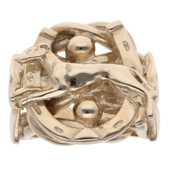 9ct Yellow Gold Greyhound Horseshoe Ring