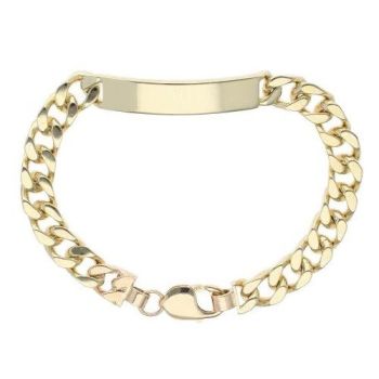 9ct Yellow Gold Curb ID Bracelet 9"
