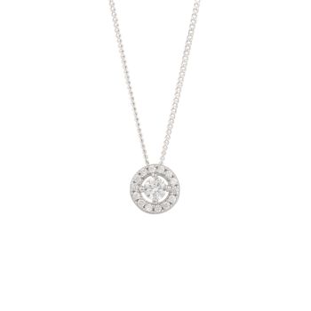 Sterling Silver Round Cubic Zirconia Halo Pendant