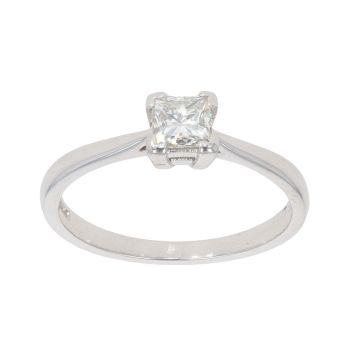 18ct White Gold 0.51ct Princess Cut Diamond Solitaire Ring