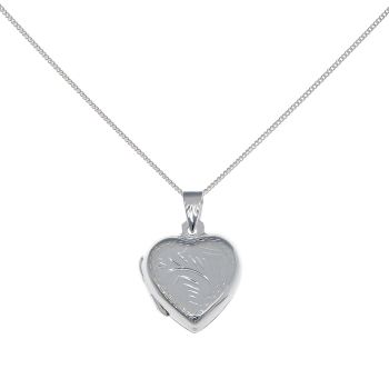 Silver Patterned Heart Pendant And Chain 18" By Icesia