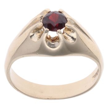 9ct Yellow Gold Garnet Signet Ring