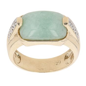 9ct Yellow Gold 0.10ct Diamond and Jade Dress Ring