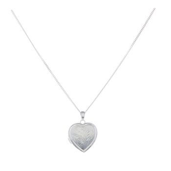 Silver Heart Locket Pendant and Chain 20" by Icesia