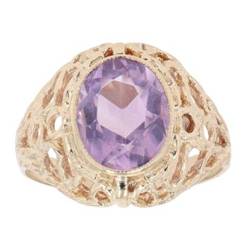 9ct Yellow Gold Amethyst Single Stone Ring