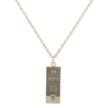 9ct Yellow Gold Hallmarked Ingot Pendant And Chain 24"