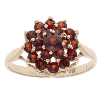 9ct Yellow Gold Garnet Cluster Ring