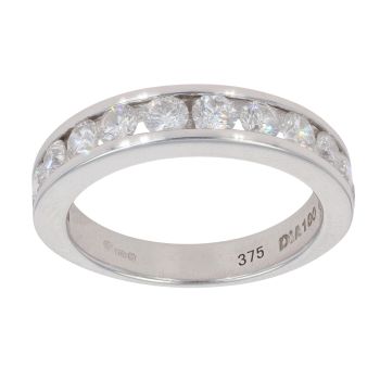 9ct White Gold 1.00ct Brilliant Cut Diamond Half Eternity Ring