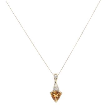9ct Yellow Gold Cubic Zirconia and Citrine Pendant and Chain 18"