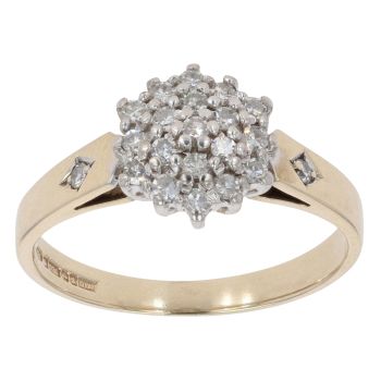 9ct Yellow Gold 0.25ct Brilliant Cut Diamond Cluster Ring