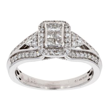 18ct White Gold 0.41ct Princess Cut Diamond Cluster Ring