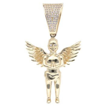 9ct Yellow Gold Cubic Zirconia Cherub Pendant