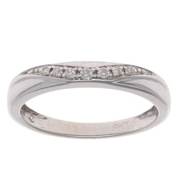 9ct White Gold 0.05ct Diamond Wave Half Eternity Ring