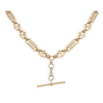 9ct Yellow Gold Stars And Bars T-Bar Chain 20"