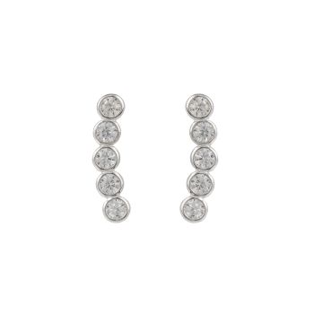 Sterling Silver Bezel Set Cubic Zirconia Drop Stud Earrings