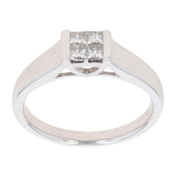 9ct White Gold 0.33ct Princess Cut Diamond Cluster Ring
