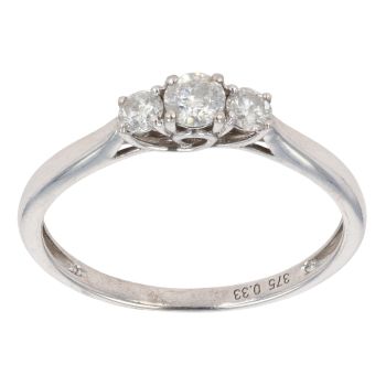 9ct White Gold 0.33ct Diamond Trilogy Ring