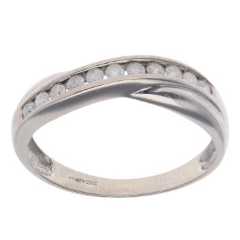 9ct White Gold 0.25ct Diamond Crossover Ring