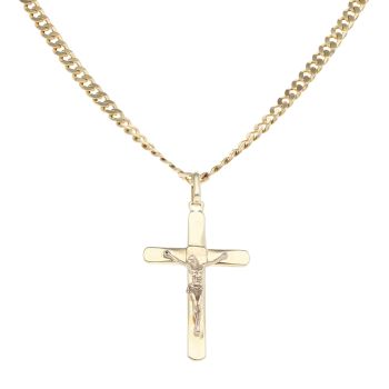 9ct Yellow Gold Crucifix Pendant and Chain 20"