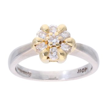 18ct Yellow and White Gold 0.40ct Diamond Cluster Ring